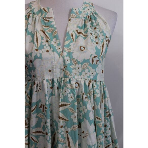 ALOHA MARINA Sz S Small Light Blue Flora Kona Maxi Dress Cotton - Picture 5 of 10